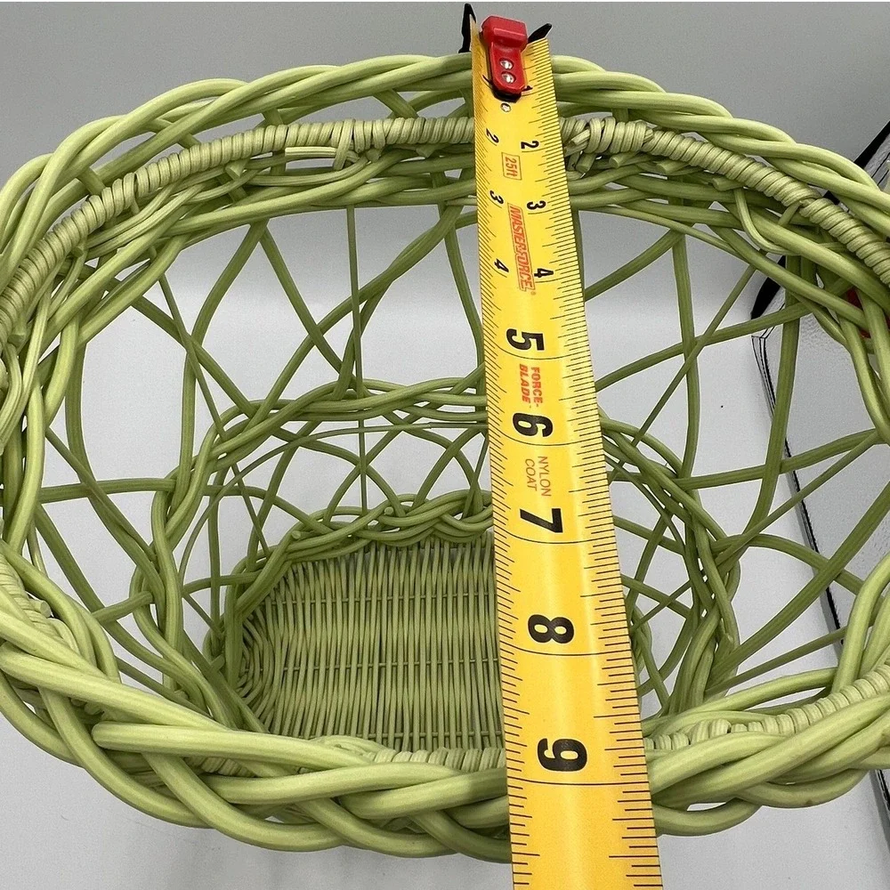 HomeGoods Wicker Basket Home OS Lime Green Brand New Boho Open Weave Braided Rim